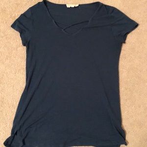Basic blue cross v-neck top